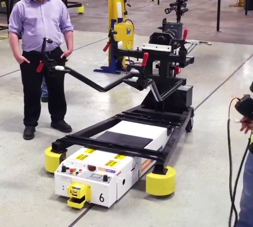 M100-TT with fixture for Lawn Mower Assembly Line